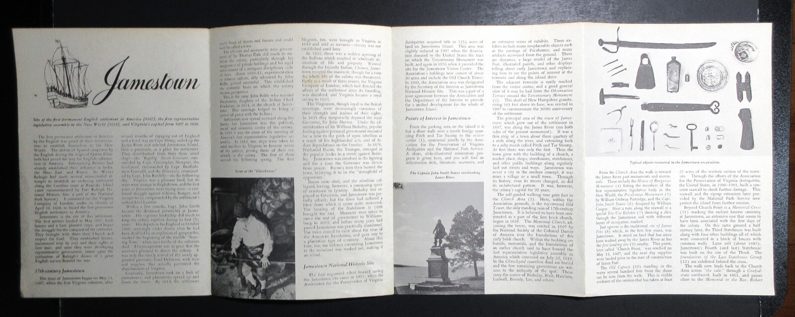 1958 Jamestown Virginia Visitors Guide with Map – National Park Service