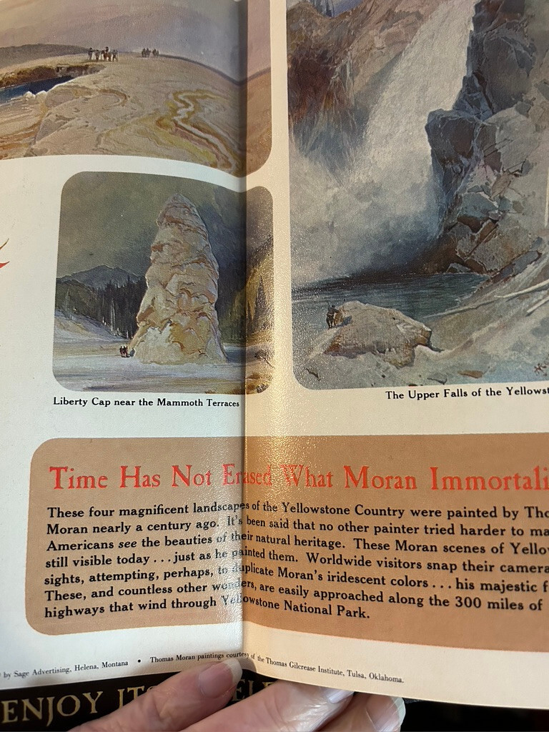 Vintage 1967 Yellowstone National Park Travel Brochure Thomas Moran Paintings
