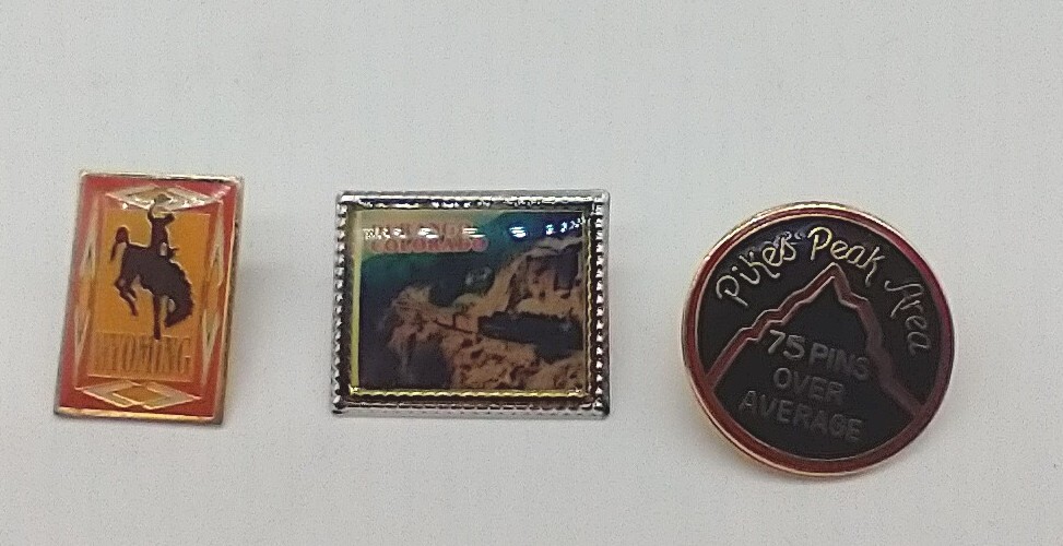 Vintage Wyoming Pikes Peak Area Durango Colorado Pins Set Of 3 Gold Silver