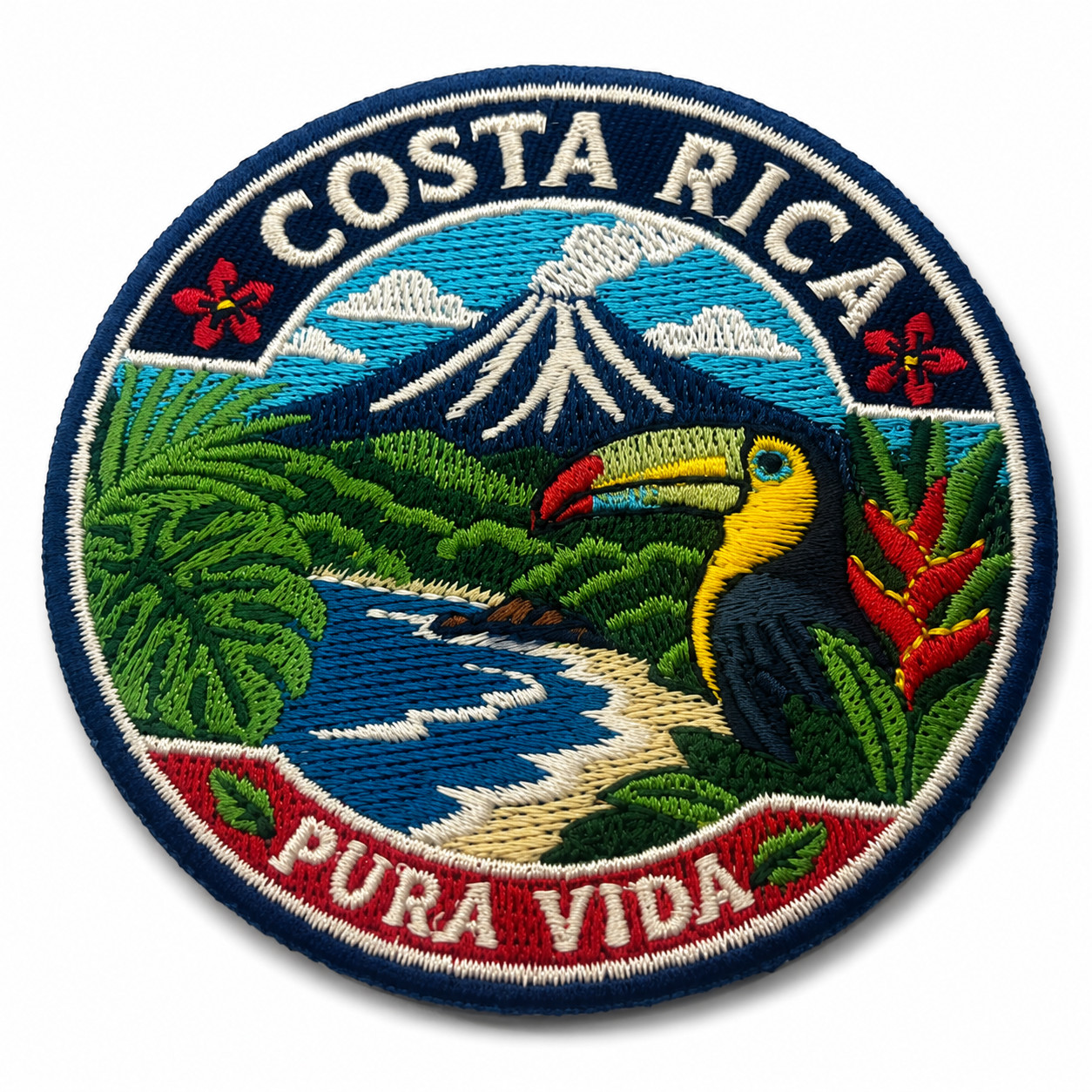 Costa Rica Pura Vida Embroidered Patch 3 Inch Iron On Travel Souvenir Toucan