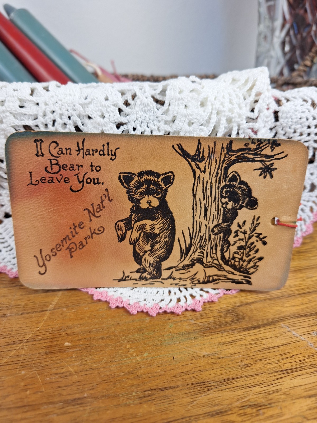 Antique c.1910s novelty postcard / greeting tag souvenir from Yosemite National