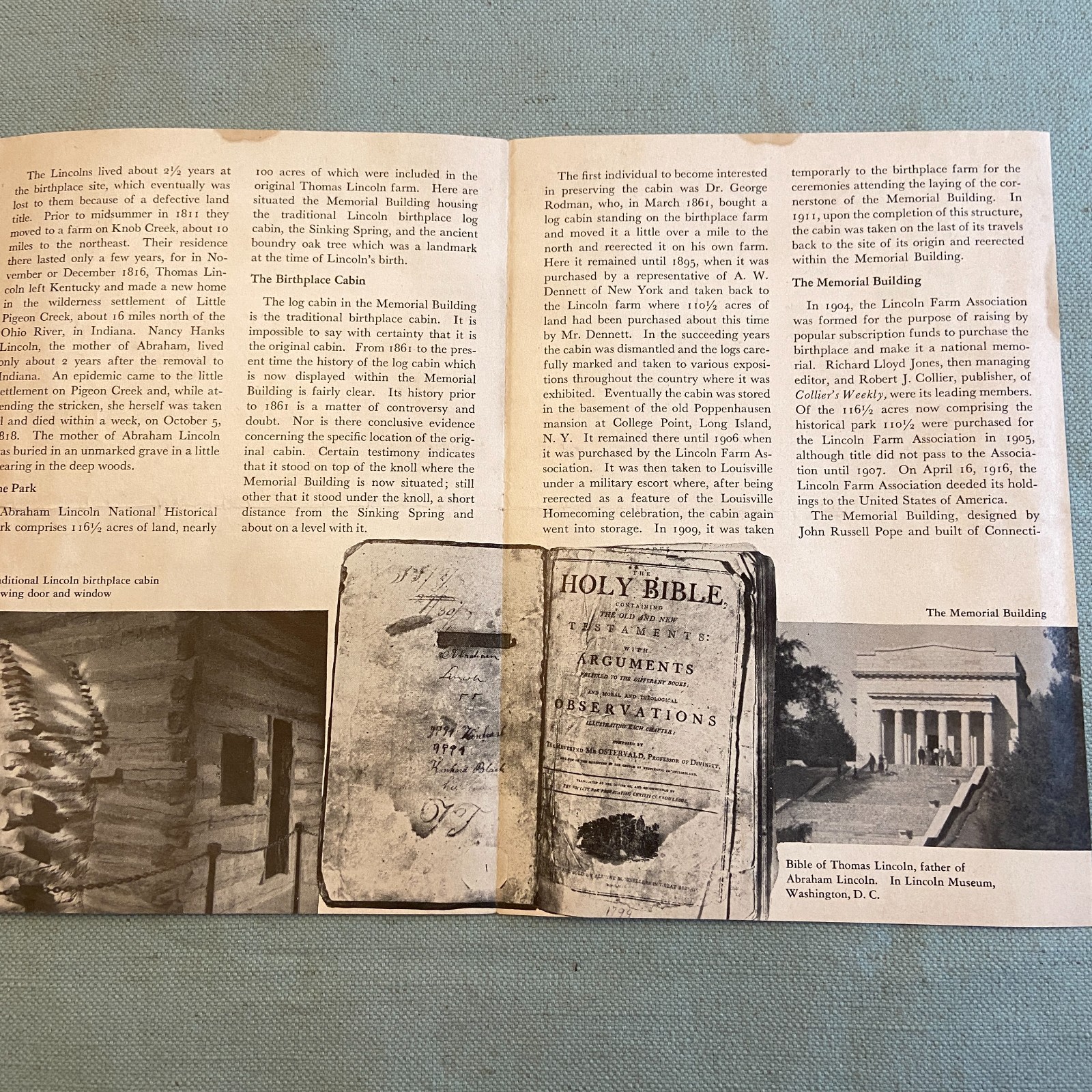 Vintage 1951 Abraham Lincoln National Historical Park Kentucky Program Guide Sou