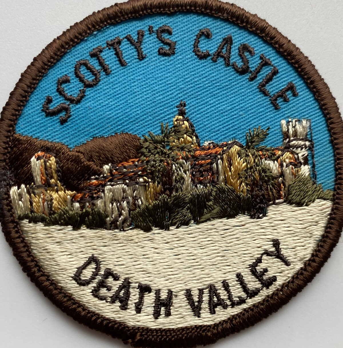 Vintage Scotty’s Castle Death Valley National Park CA Round Embroidered Patch