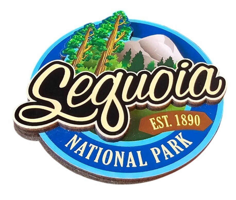 Sequoia National Park Est 1890 Colorful 3D Wood Magnet Souvenir Collectible