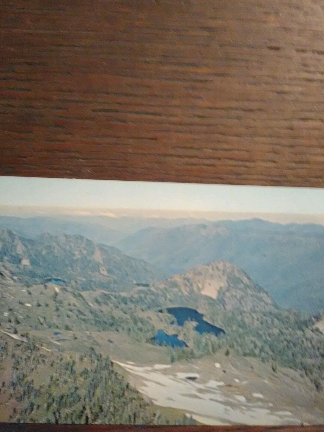 AIR SHOT VINTAGE POST CARD SEVEN LAKES BASIN OLYMPIC NATIONAL PARK WASHINGTON