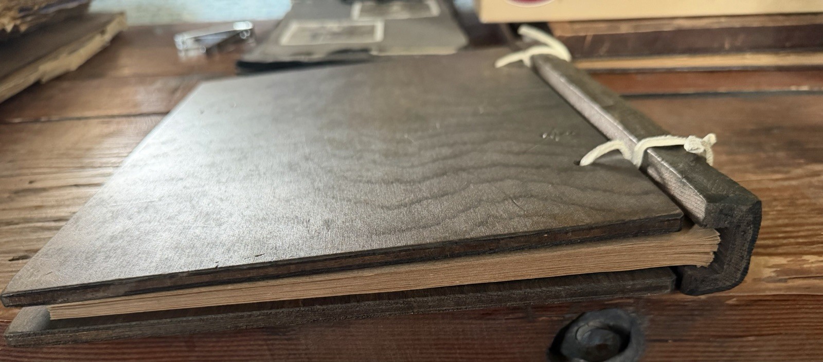 Vintage Carved Wood Scrapbook – Yellowstone National Park
