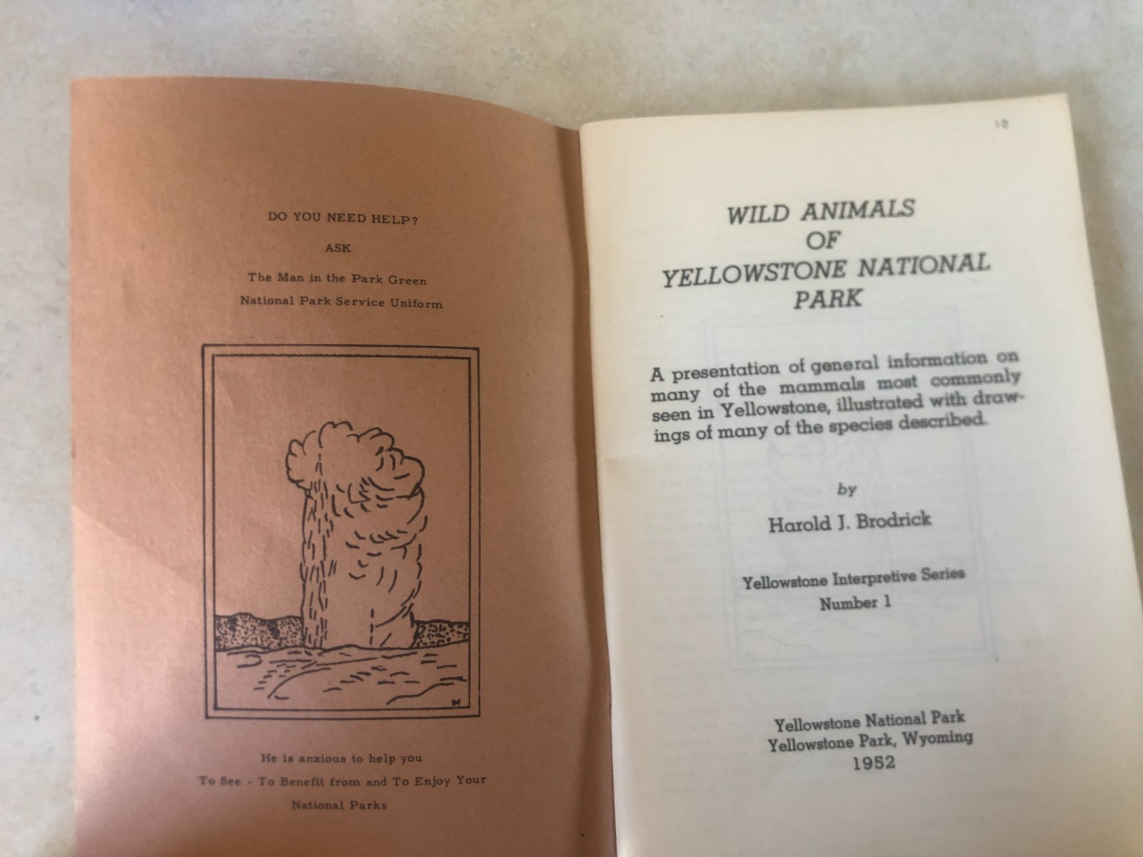 Wild Animals of Yellowstone National Park by Brodrick, Harold J. 1952