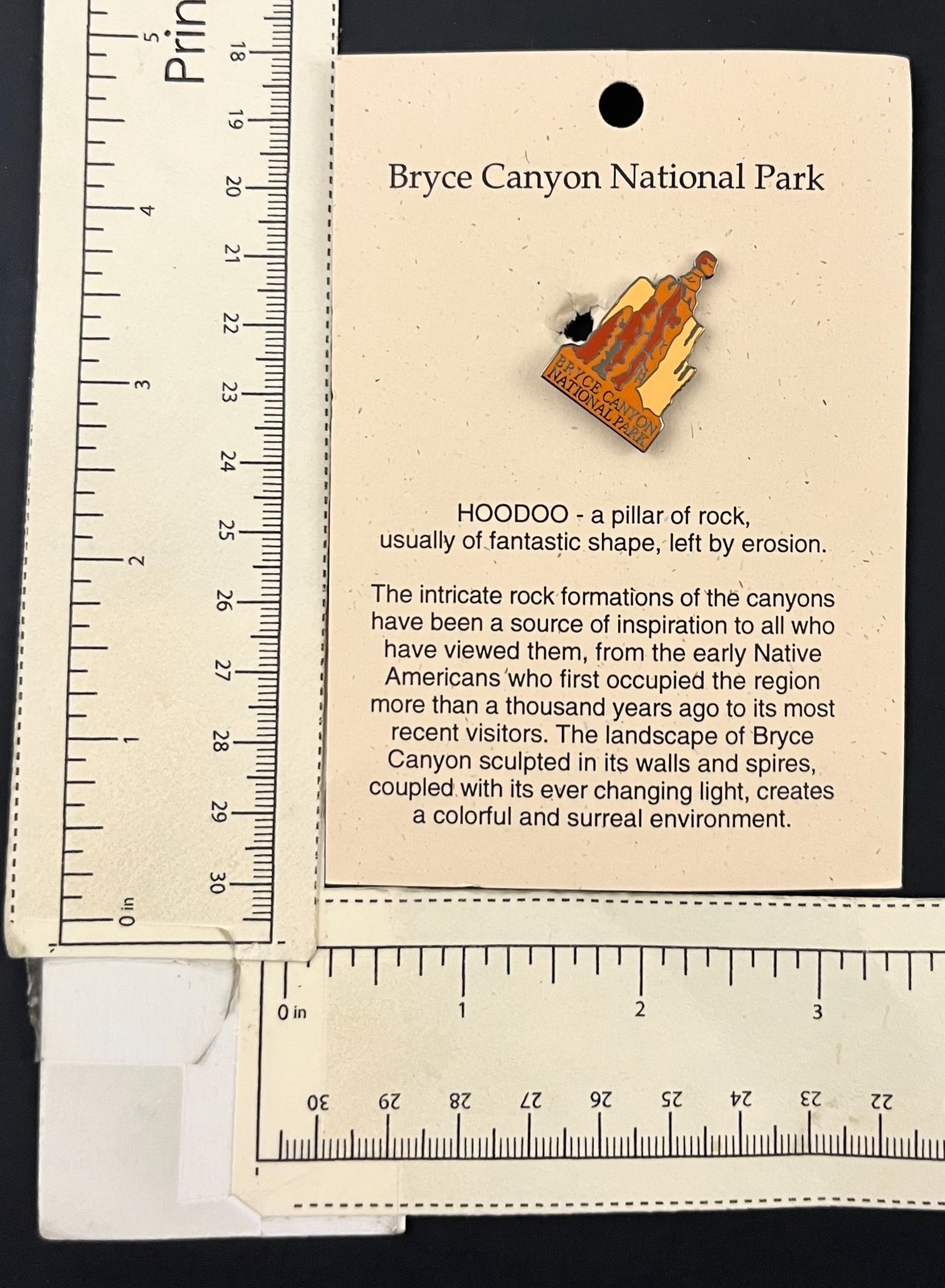 1980s Bryce Canyon National Park Utah Hoodoo Rock Vintage Collectible NOS Pin