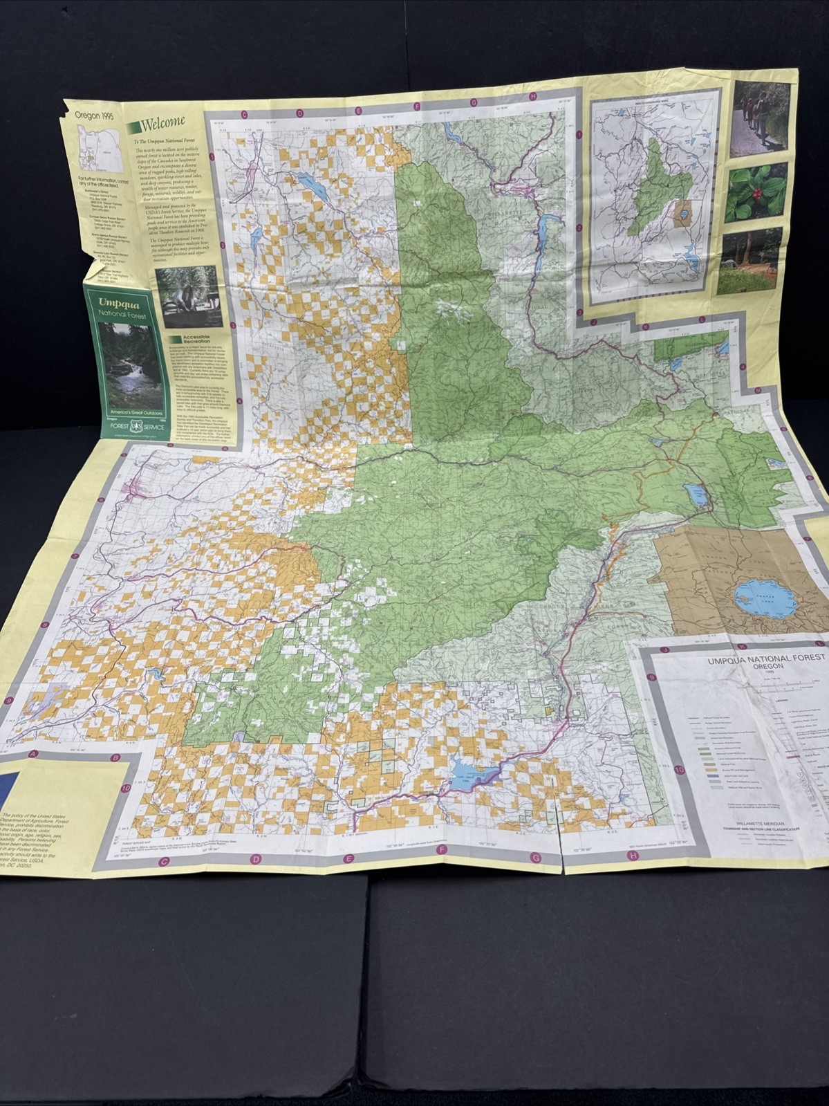 National Forest Map – Umpqua Oregon 1995 Recreation Guide