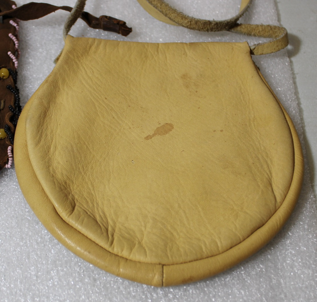 Vintage Yellowstone Park Souvenir Indian Beaded Leather Purse + Bonus Pouch