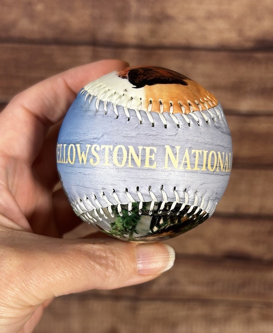 Yellowstone National Park Souvenir Baseball Wolf Bison Old Faithful Ball