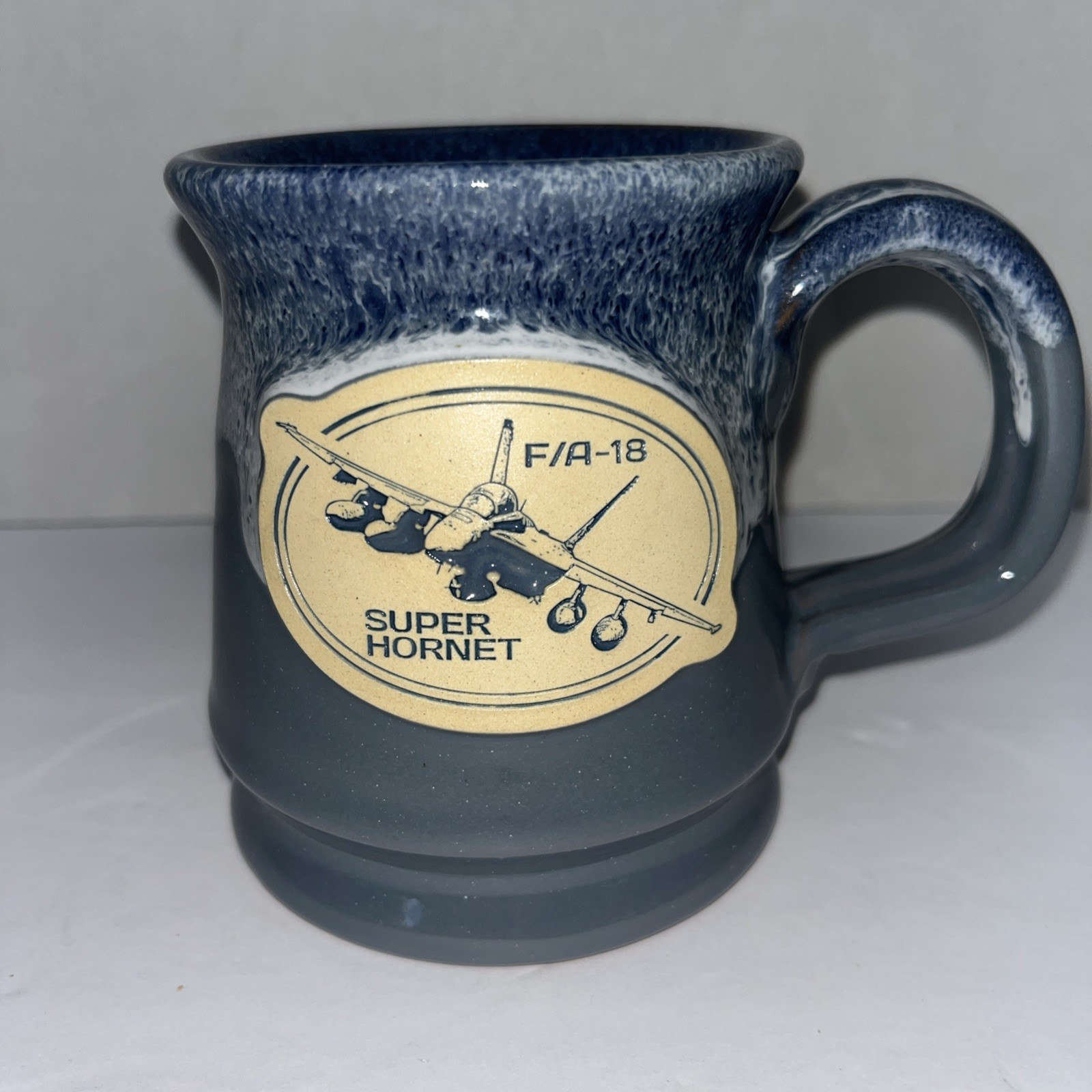 Deneen Pottery Stoneware Mug – Airplane FA 18 SUPER HORNET blue
