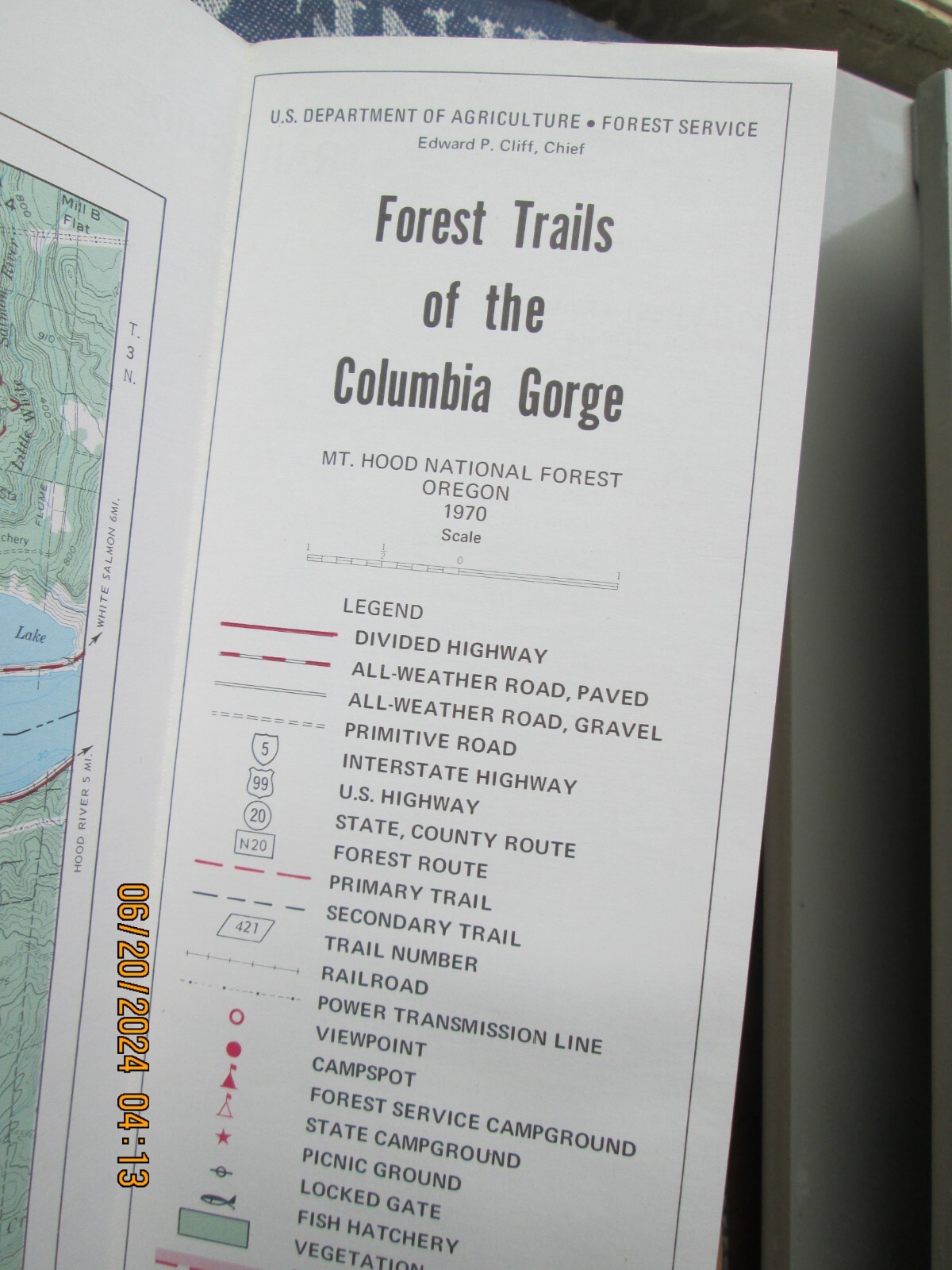 forest trails of the Columbia Gorge Mt Hood National Forest oregon map 1970
