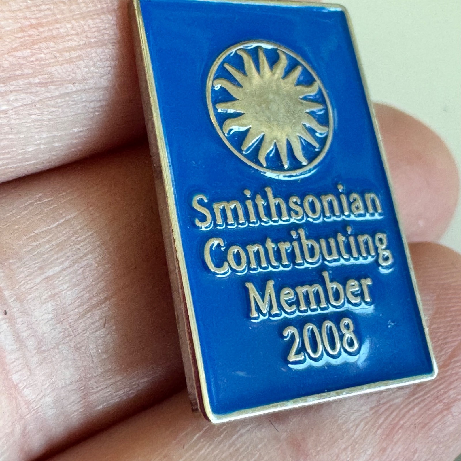 Vintage Smithsonian Contributing Member Pin 2008 Blue Silver Enamel Museum Badge