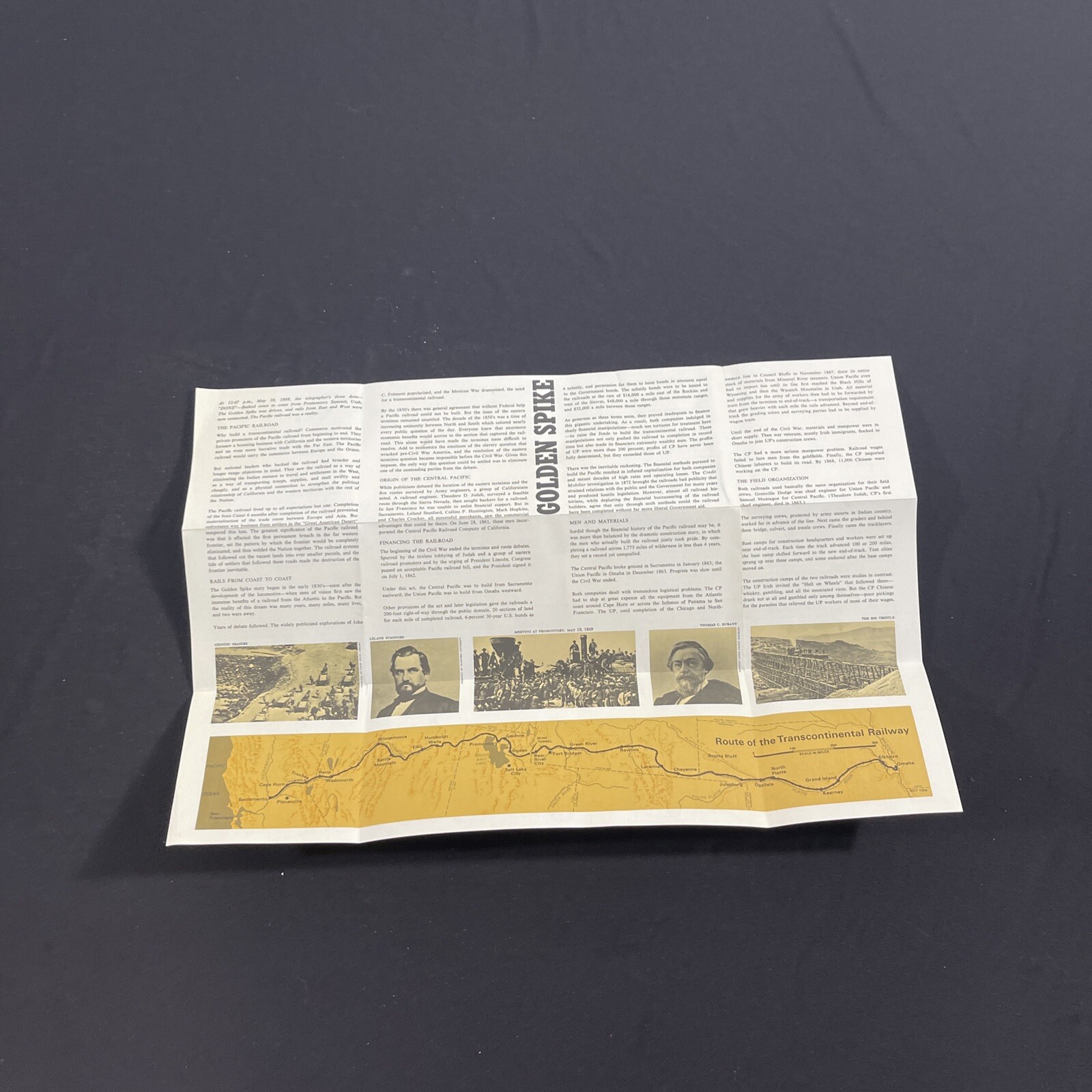 Vtg Golden Spike 1969 Centennial Brochure Foldout Info Railroad Train Guide Map