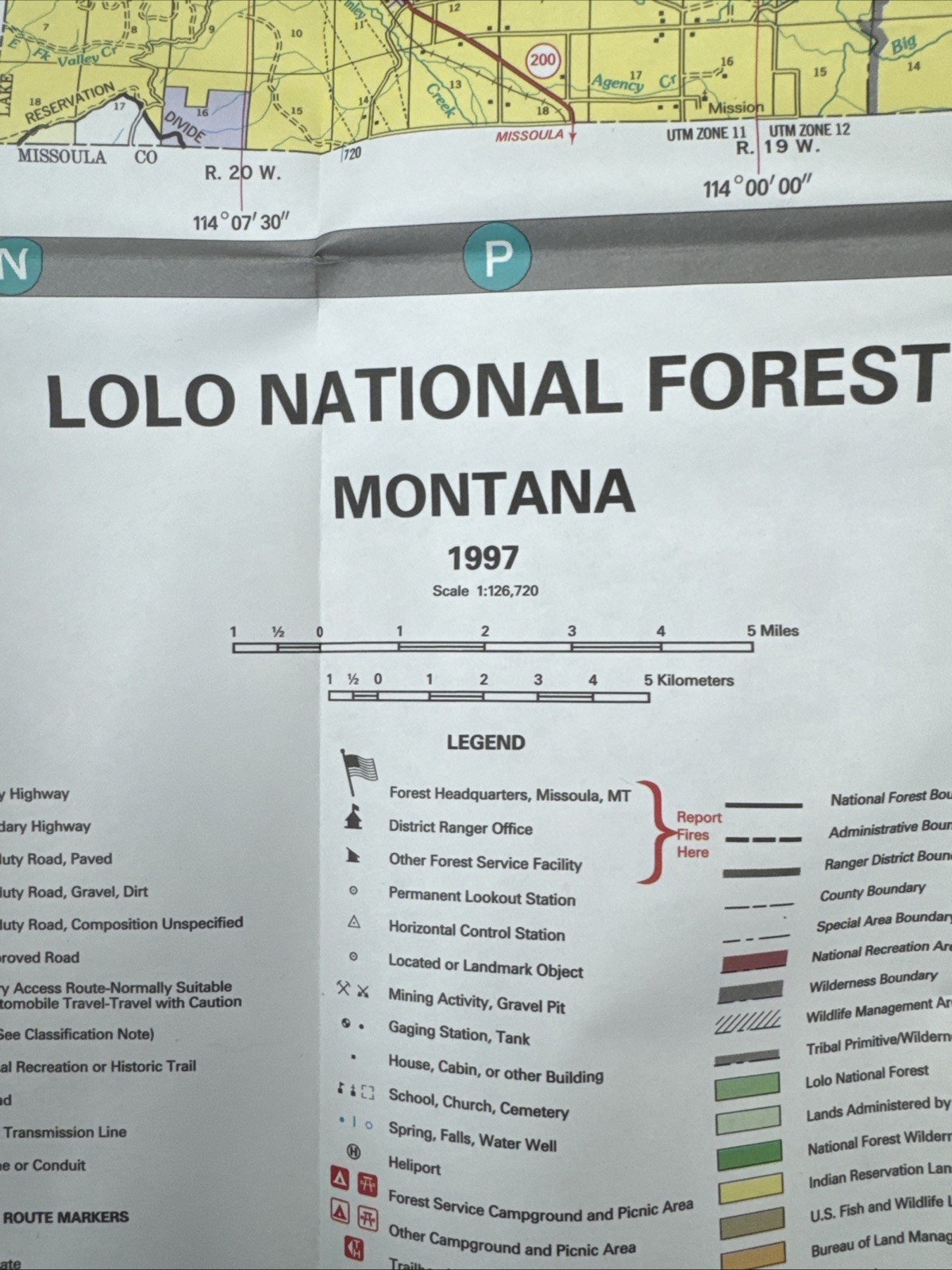 National Forest Map – Lolo – Seeley Lake – Montana 1997 Recreation Guide