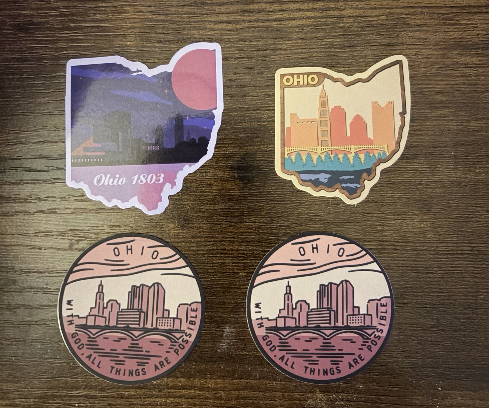 Ohio Travel Stickers Set Of 4