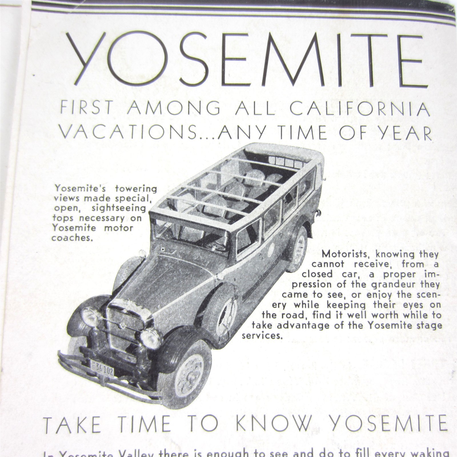 Yosemite and Its Big Trees 1932-33 Travel Brochure Map California National Park