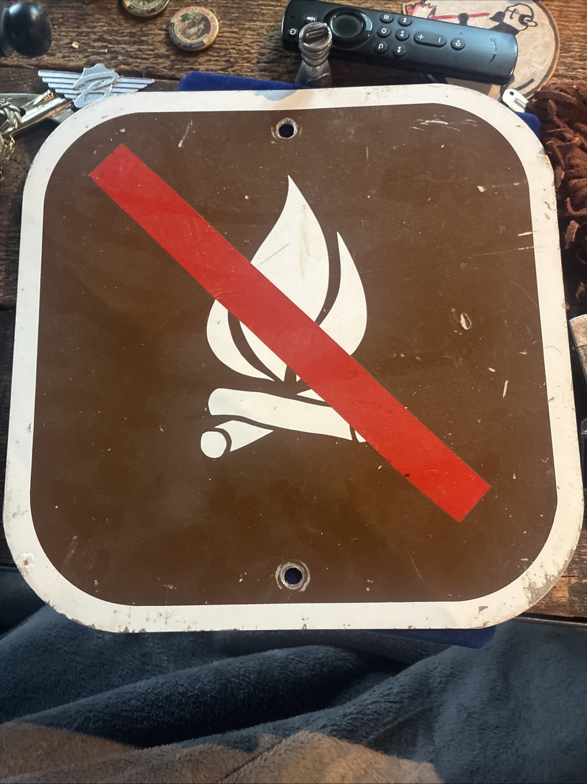 retired USFS no campfire sign 12” fire camping camp smokey the bear