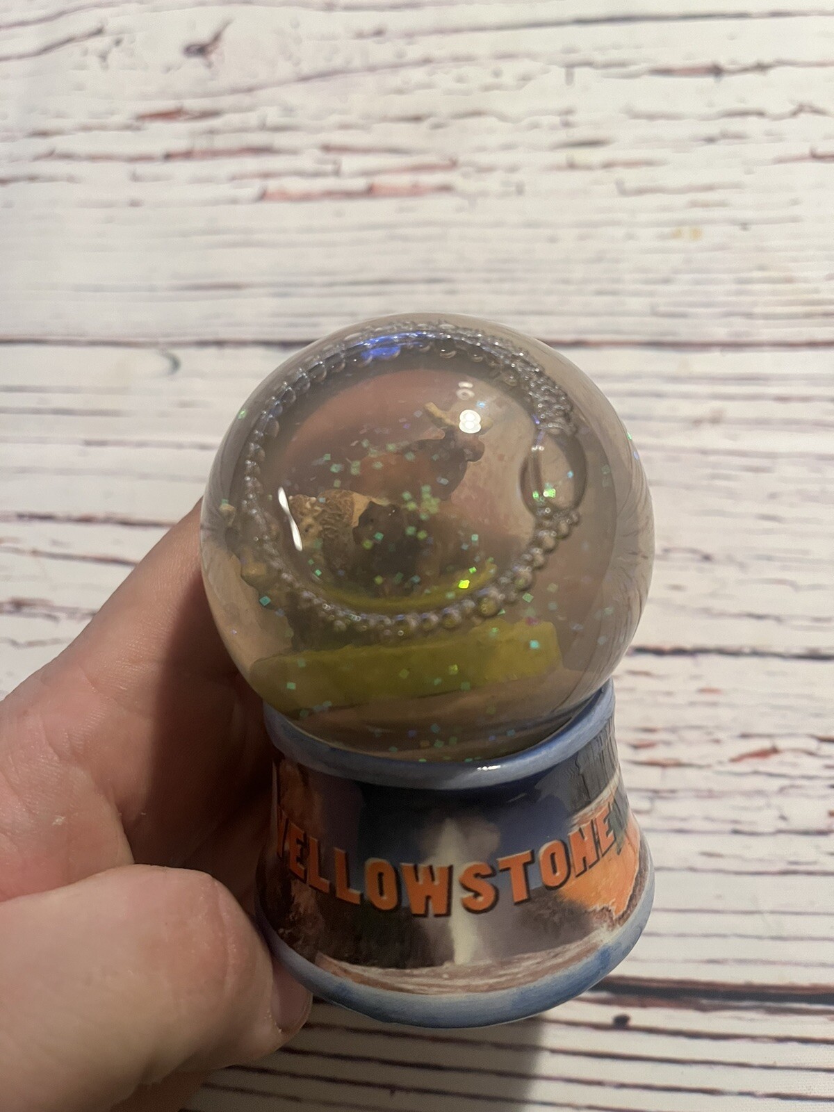 Yellowstone National Park Snow Globe Bison Bear Moose Vintage Minor Chip
