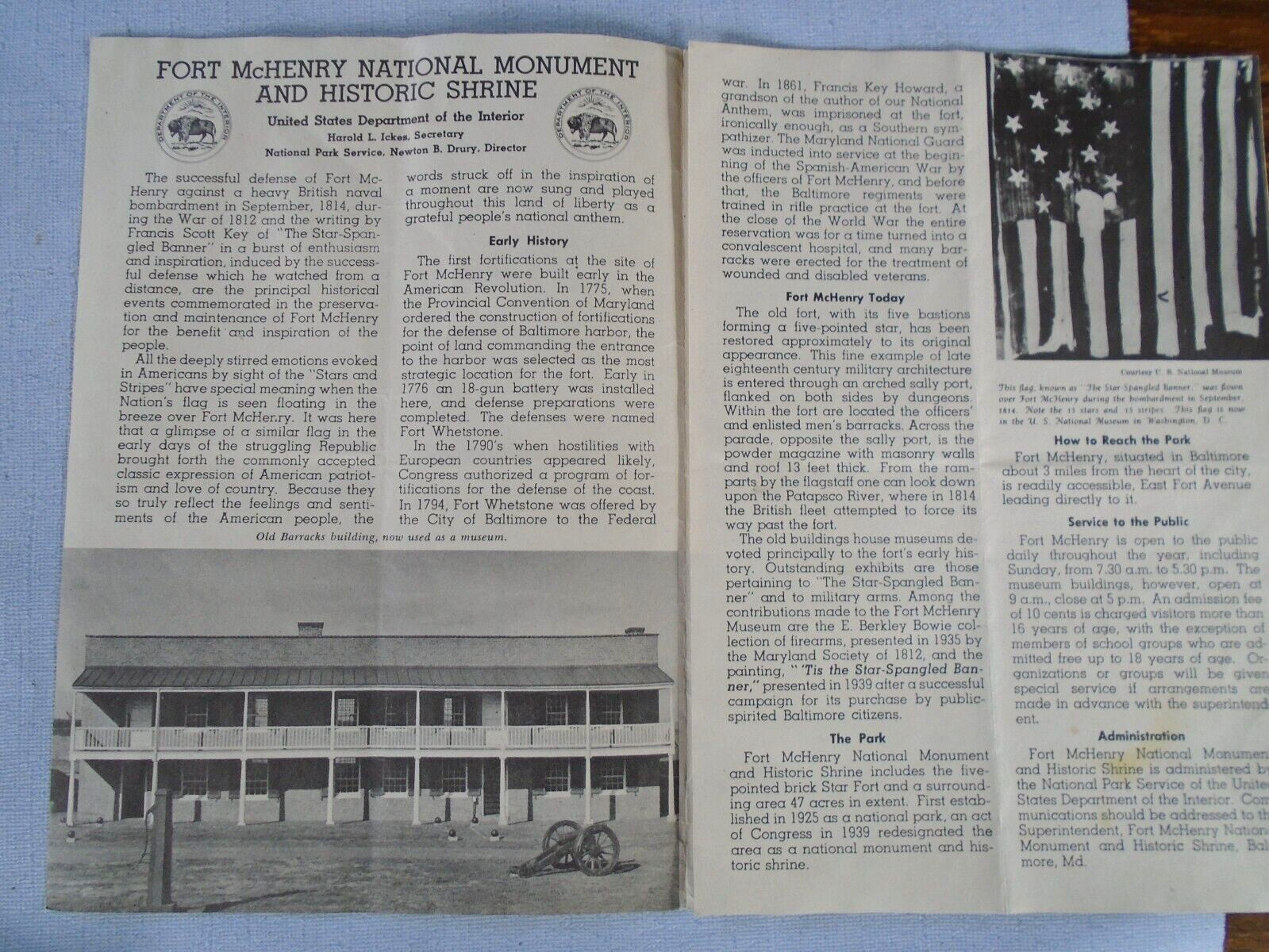 Fort McHenry National Monument 1942 guide