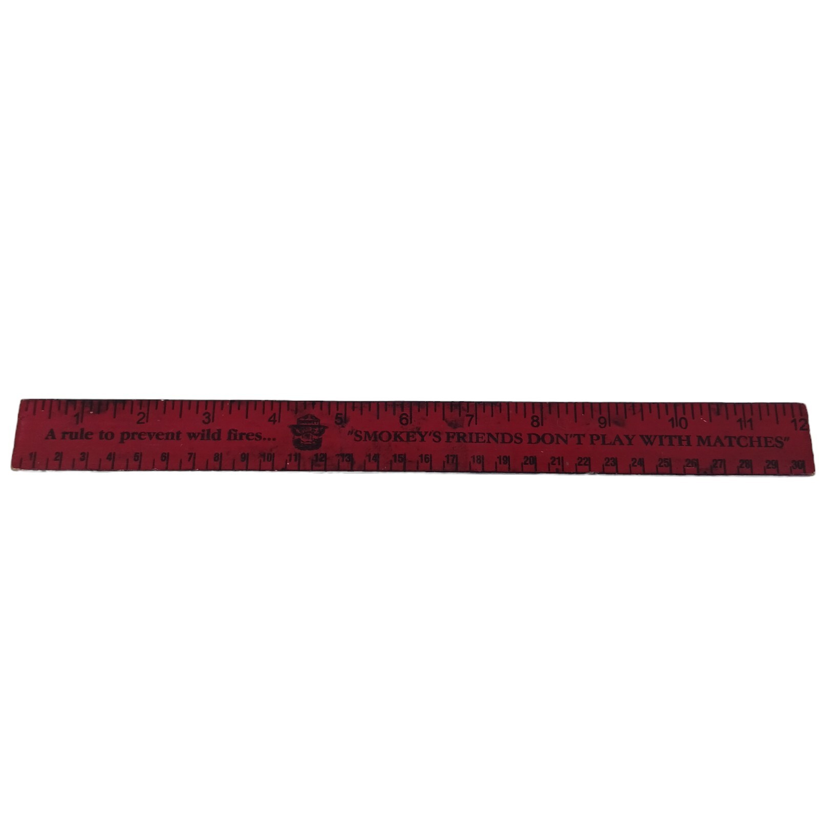 Vintage 1970’s Smokey The Bear Prevent Forest Fires Old Red Wood School Ruler