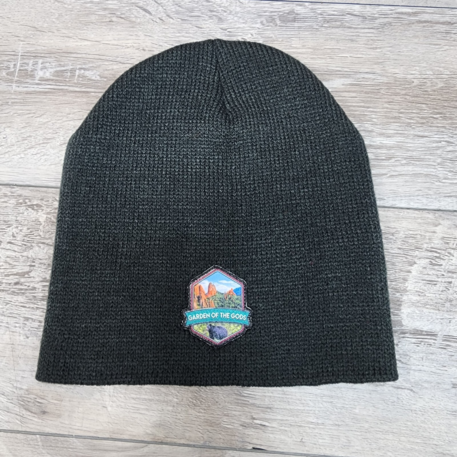Garden Of The Gods Beanie Hat Cap Adult Patch OSFM Black Colorado USA