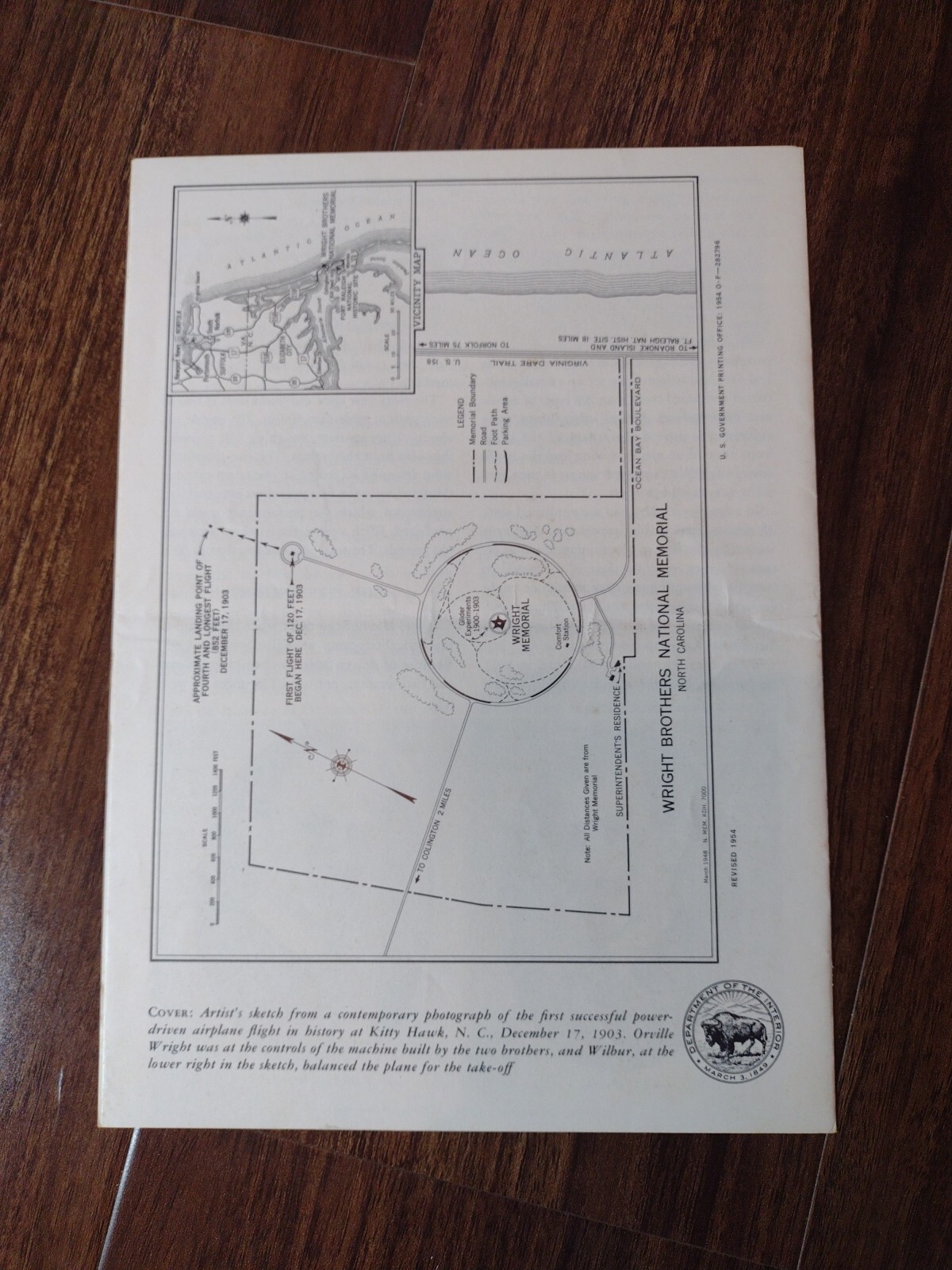 1954 Wright Brothers National Memorial Brochure Pamphlet North Carolina OBX Nags