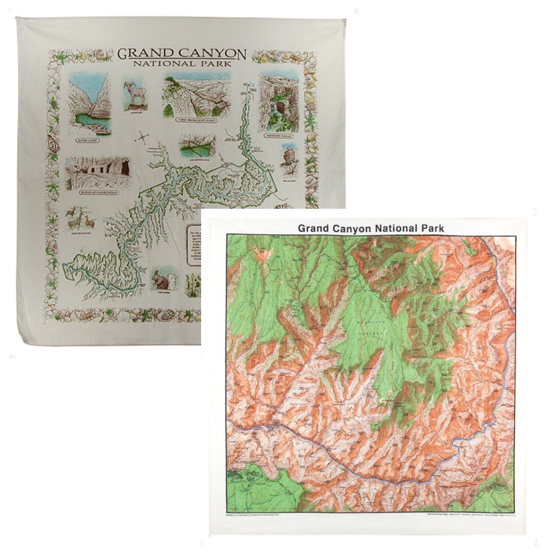 Grand Canyon National Park Bandanna 2-Pack Bundle Arizona Map Nature Facts Info