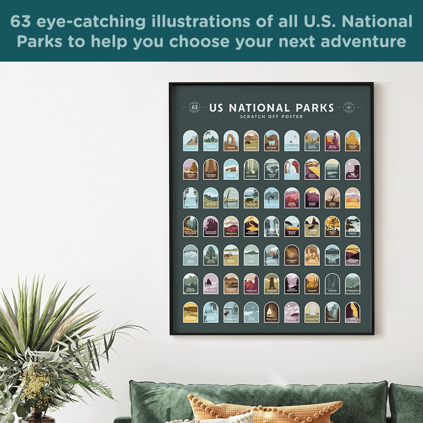Enno Vatti US National Parks Scratch Off Poster – Map of 63 National Parks of…
