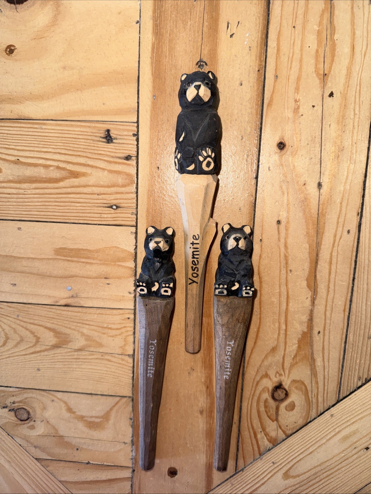 Yosemite Nat’l Pk BEARS Hand Carved Local Artist USA Made Were Pens Need Refill