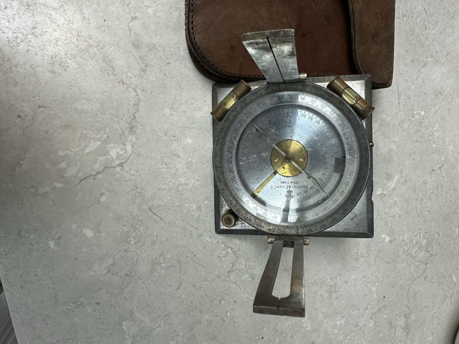 Vintage Well Marked USFS Forest Service Large Compass In Leupold Leather Case