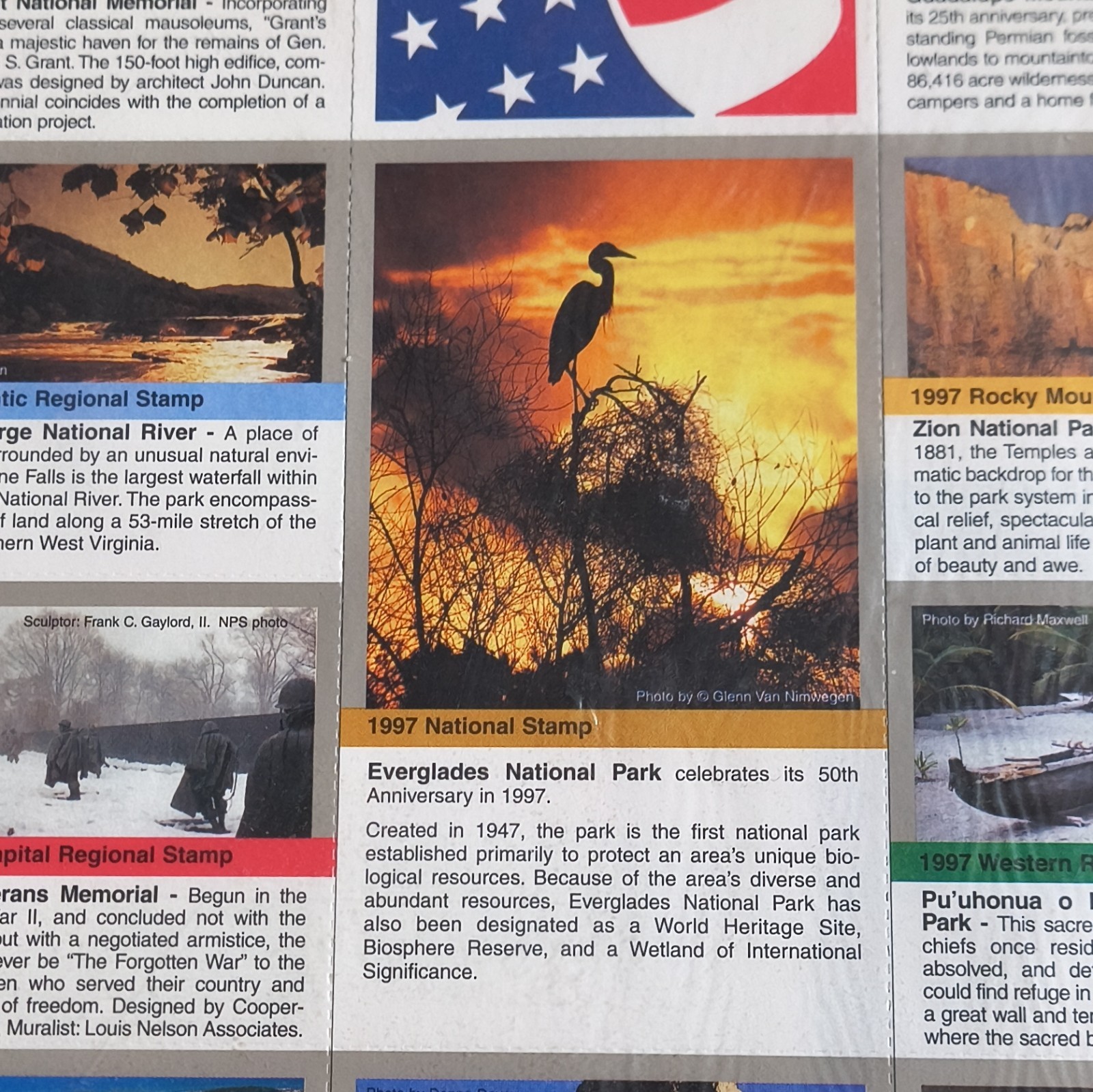 Passport To Your National Parks 1997 Stamp Series Souvenir/Collector Sheet