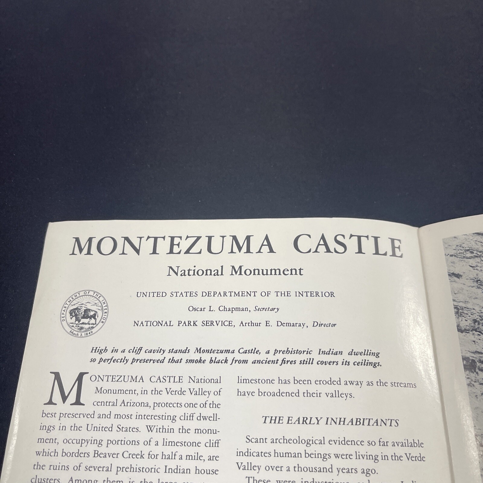 Vtg 1951 Montezuma Castle National Monument Brochure Pamphlet