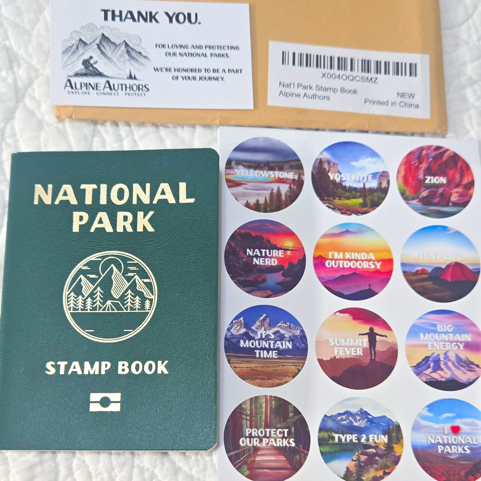 Alpine Authors National Park Stamp Book with National Park Sticker Sheet