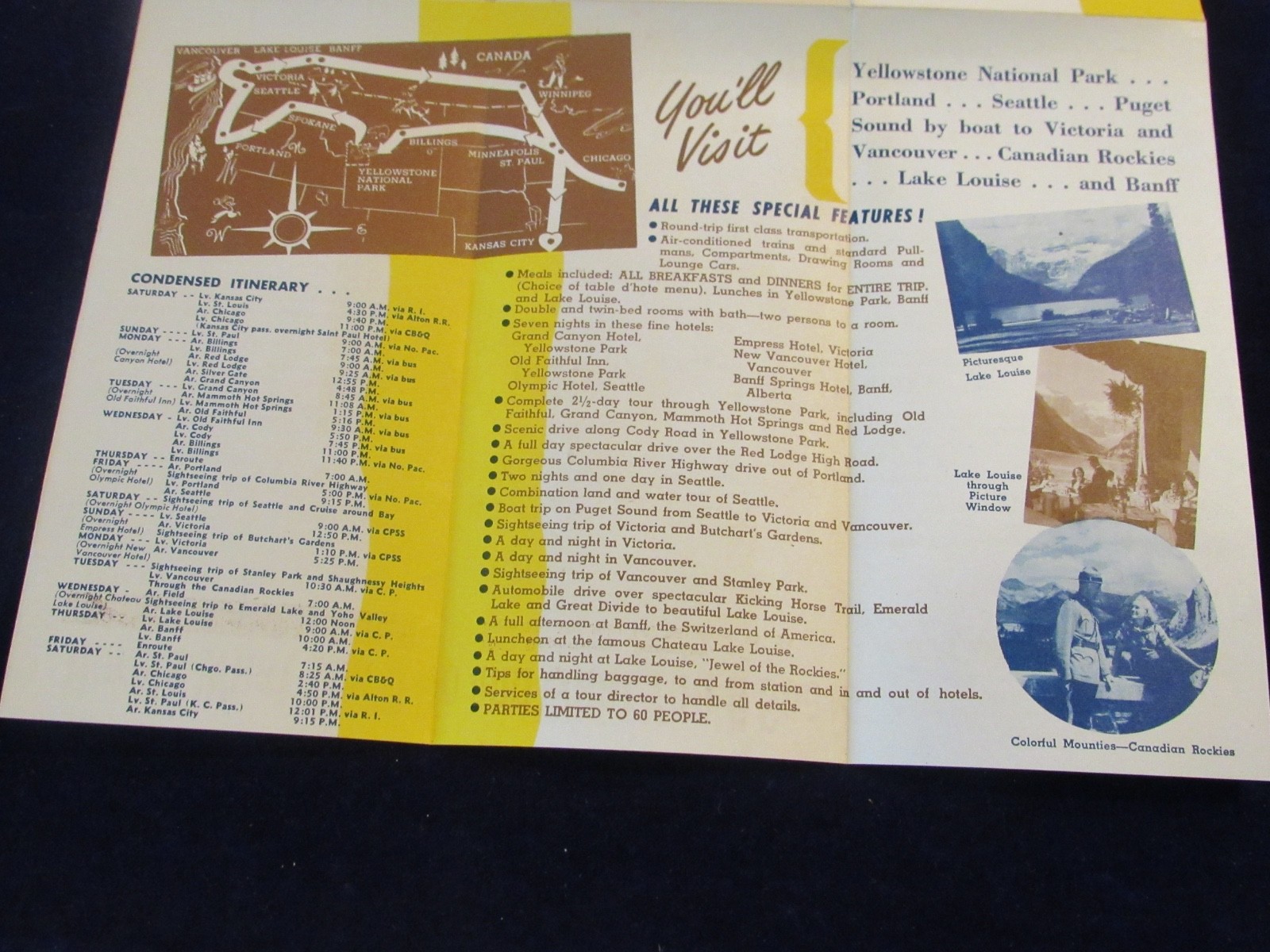 Vintage 1951 Berry Tour To Yellowstone & Pacific Northwest Travel Brochure B202