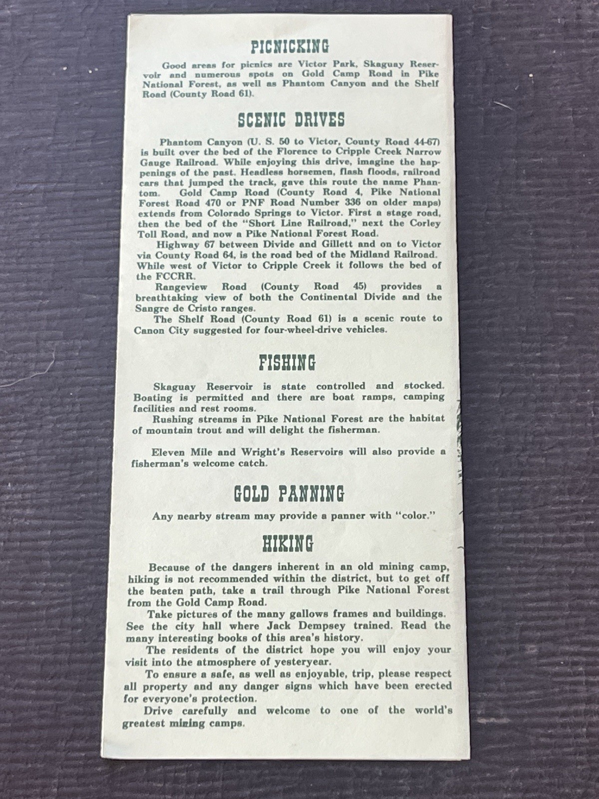 Vintage Travel Brochure | Pike National Forest | Mining History Ephemera