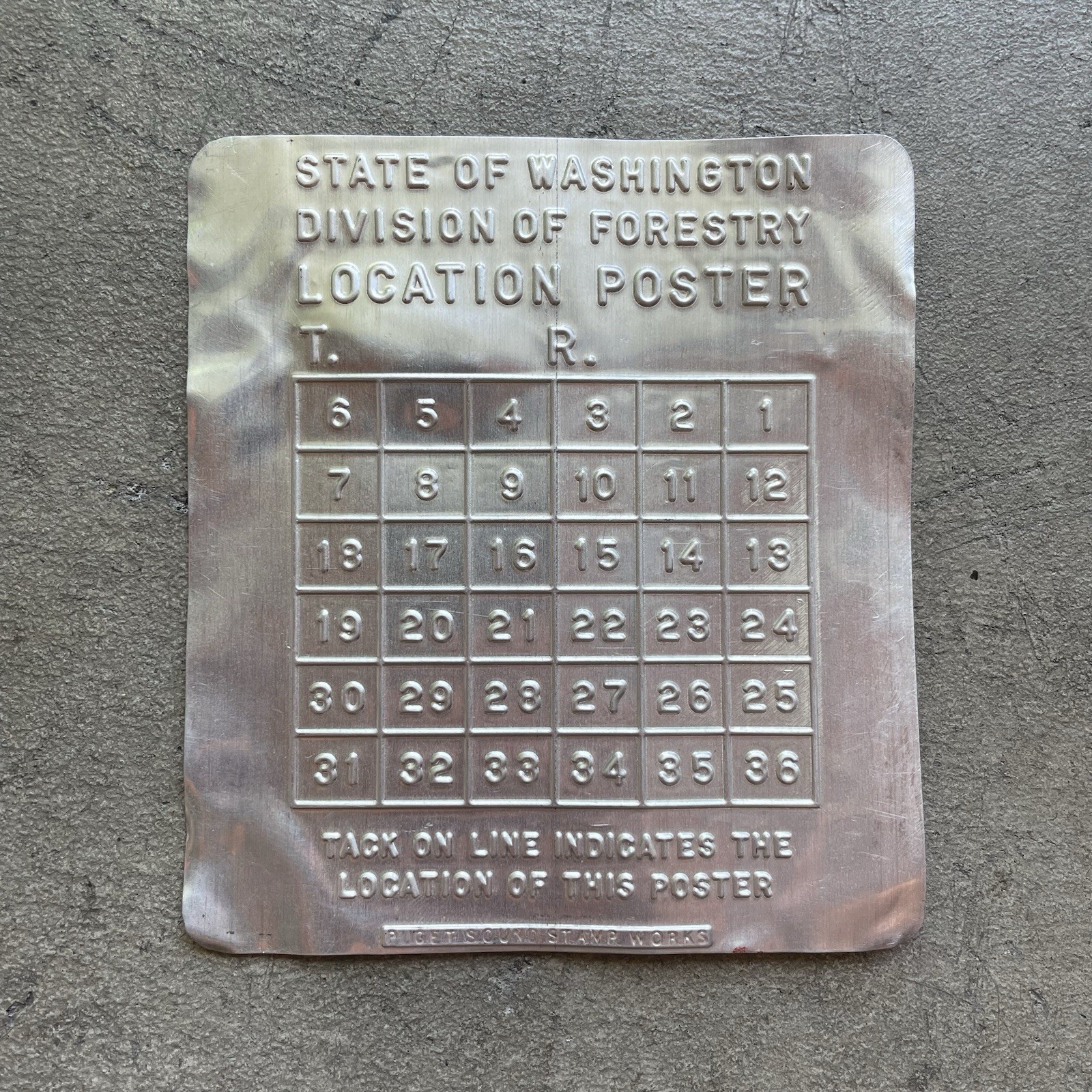 VTG WA Div of Forestry Service Survey Location Aluminum Metal Poster Sign