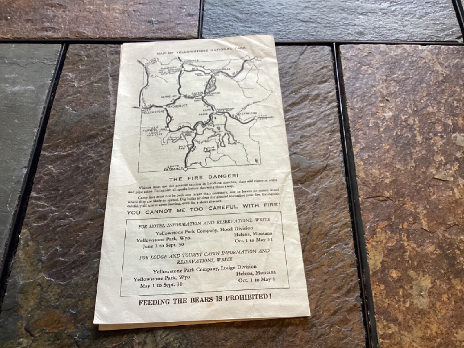 1948 Accomodations and Services Yellowstone Park “Don’t Feed the Bears!”
