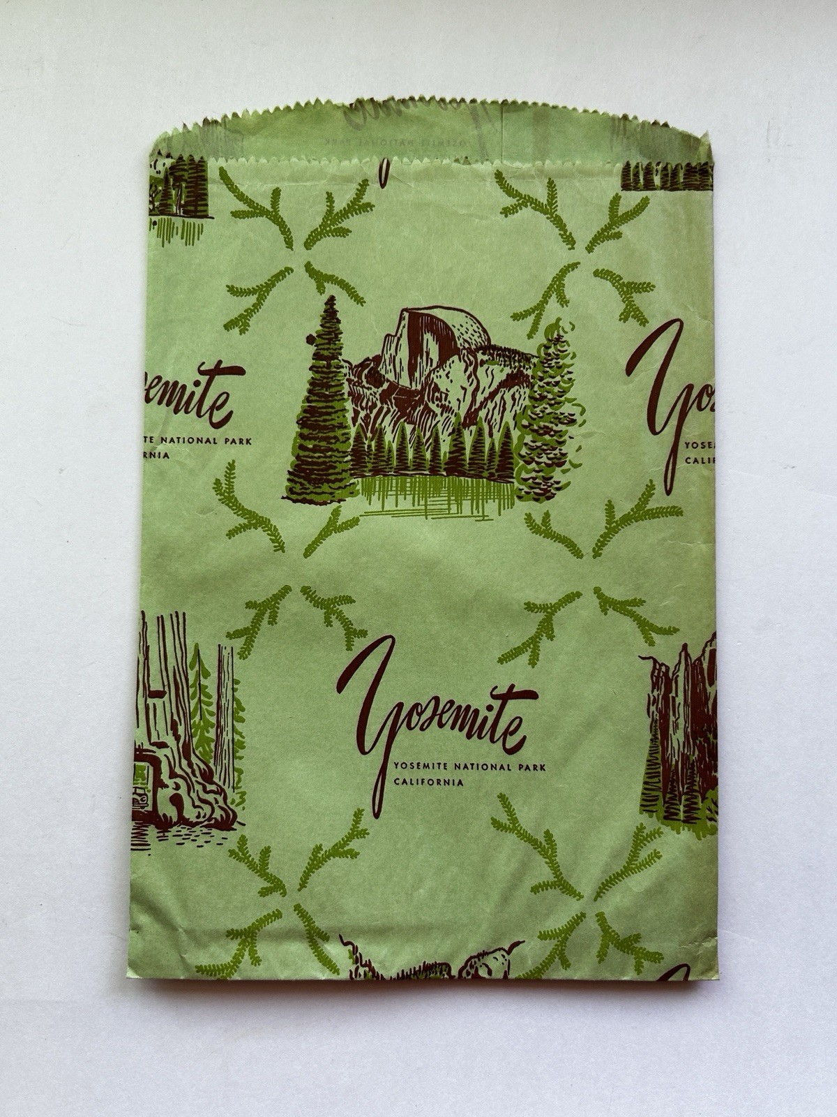Vintage c. 1960 Yosemite National Park Unused Souvenir Paper Shopping Bag
