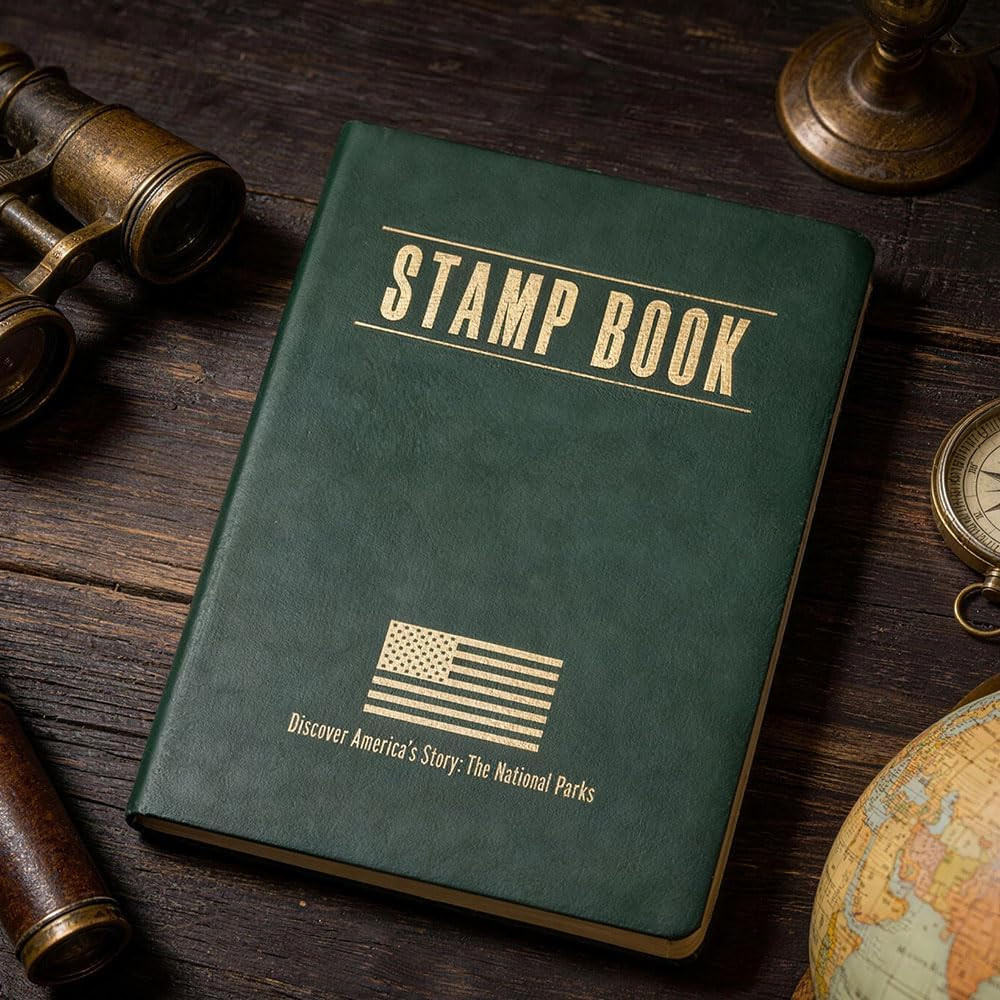 National Parks Stamp Book with Sticker Set, Full-Color National Park Book with P