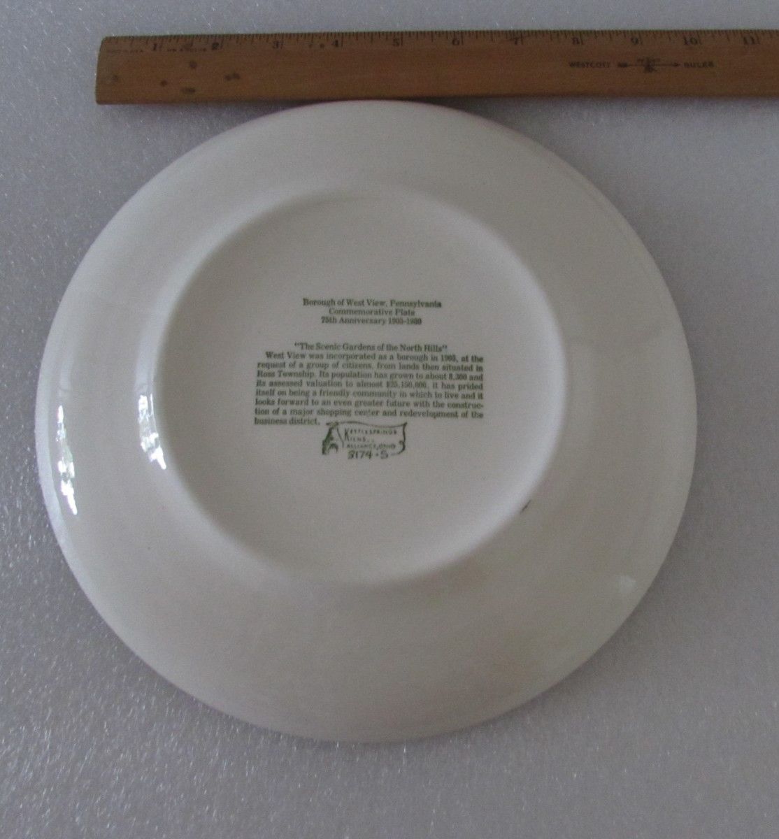Vtg Borough of West View Horizons Park PA Commemorative Plate 75th Anniversary