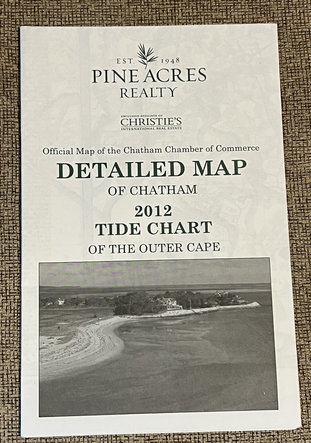 CHATHAM CAPE COD MASSACHUSETTS DETAILED MAP & 2012 TIDE CHART OF THE OUTER CAPE