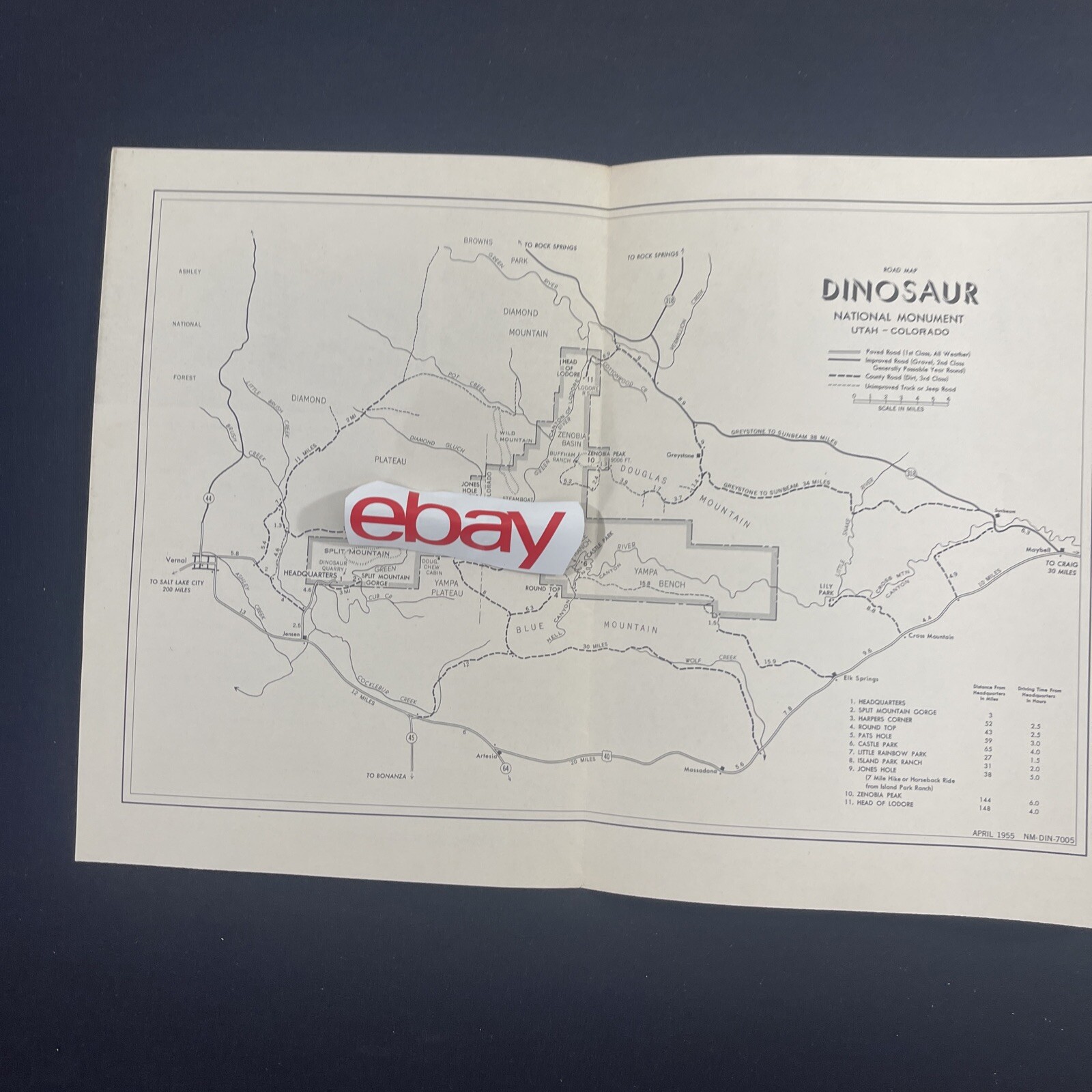 Vintage 1955 Dinosaur National Monument Brochure Pamphlet Map