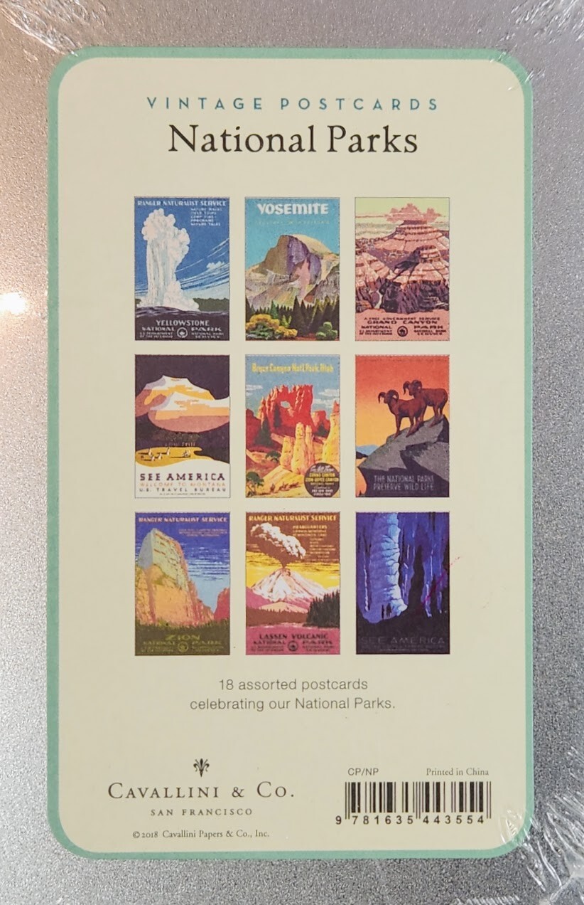 Cavallini Vintage NATIONAL PARKS Postcards Assorted 18 Count Keepsake Tin NIB