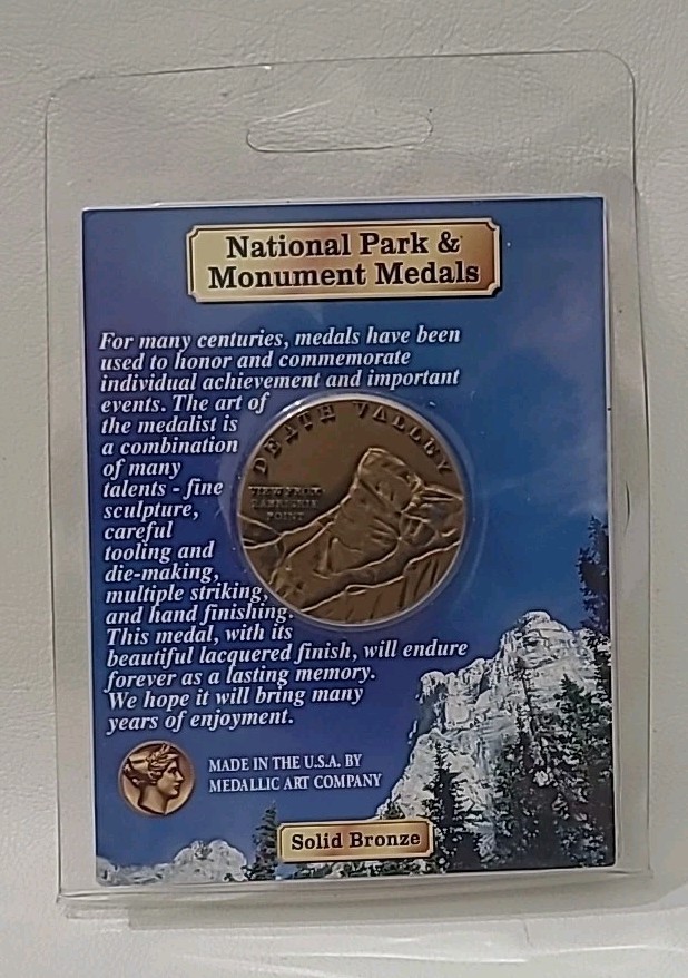 Death Valley National Park And Monument Medals Solid Bronze Coin Token Vtg. 2004