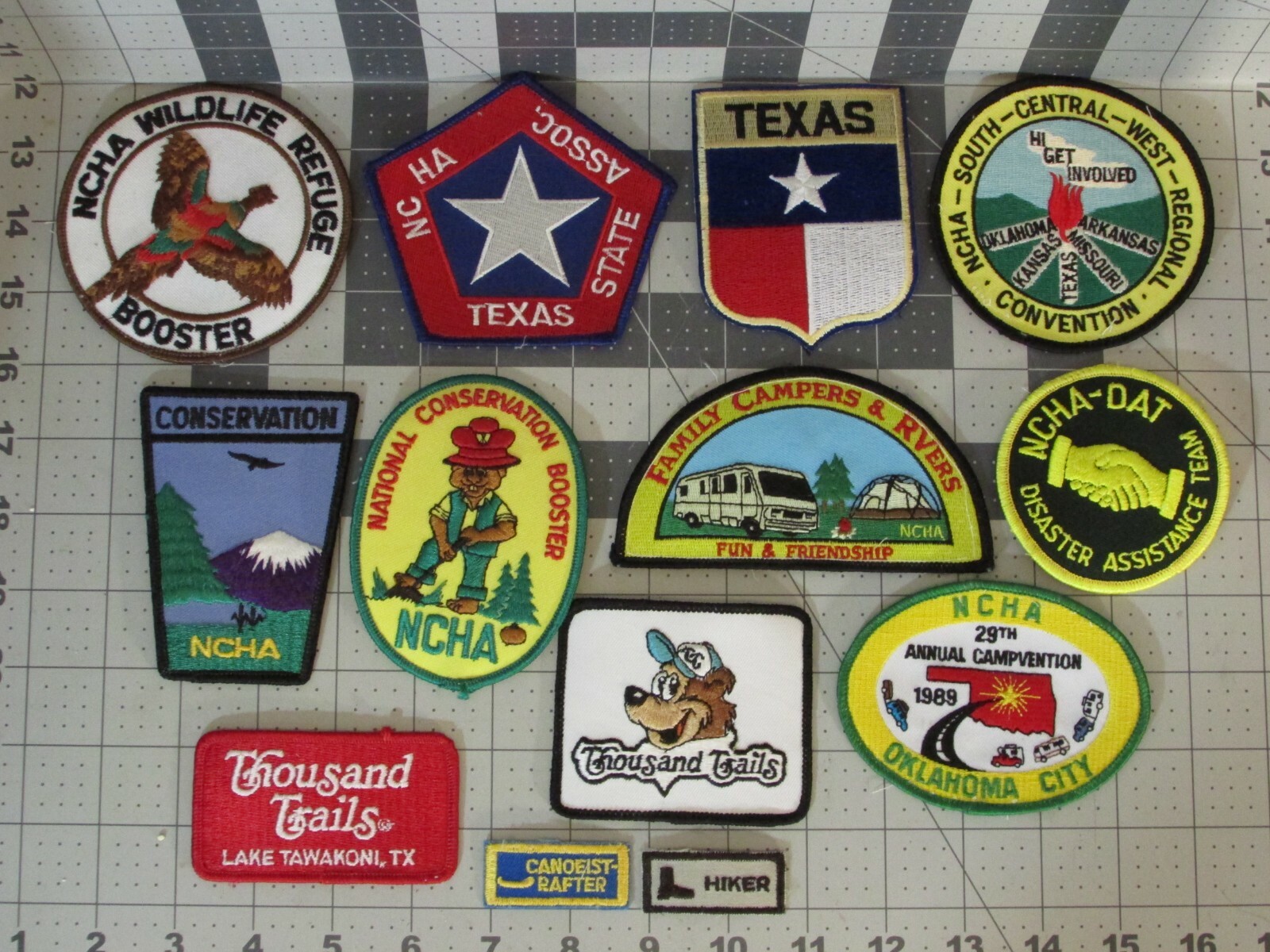 13 PATCHES NCHA Conservation Disaster Convention Texas Hiker Disaster Campers ++