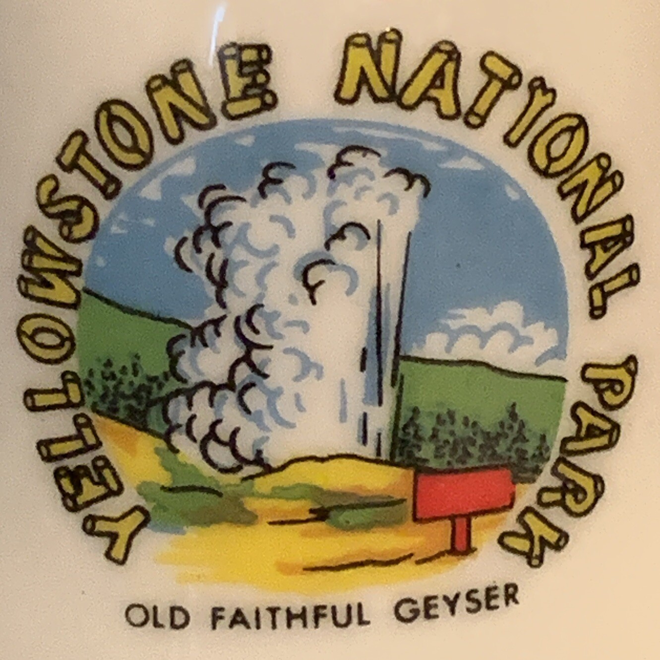 Yellowstone National Park Porcelain Bell Old Faithful Geyser Vintage Souvenir