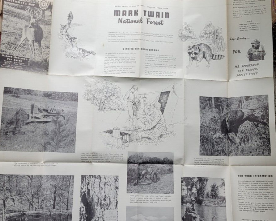 1968 MAP Mark Twain National Forest Service U.S. Dept Of Agriculture Missouri