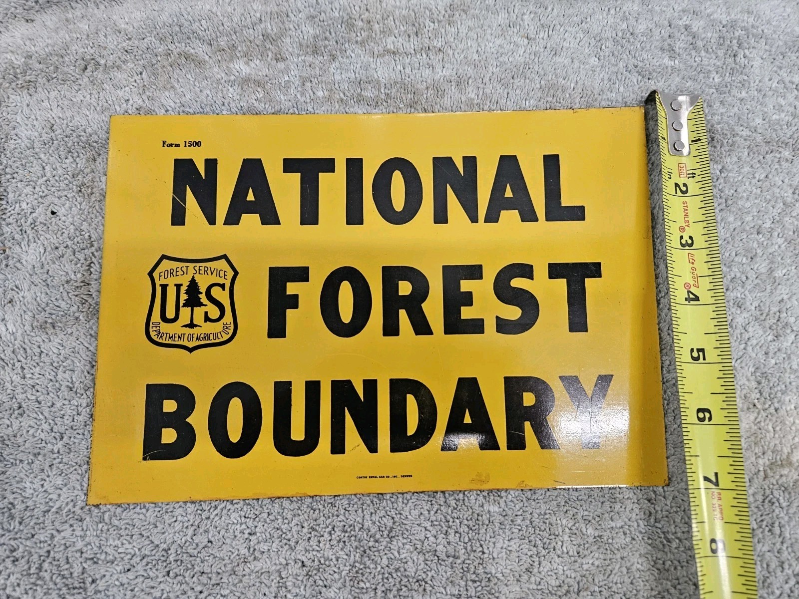 Vintage Original US Forest Service NATIONAL FOREST BOUNDARY Metal Sign 10×7″
